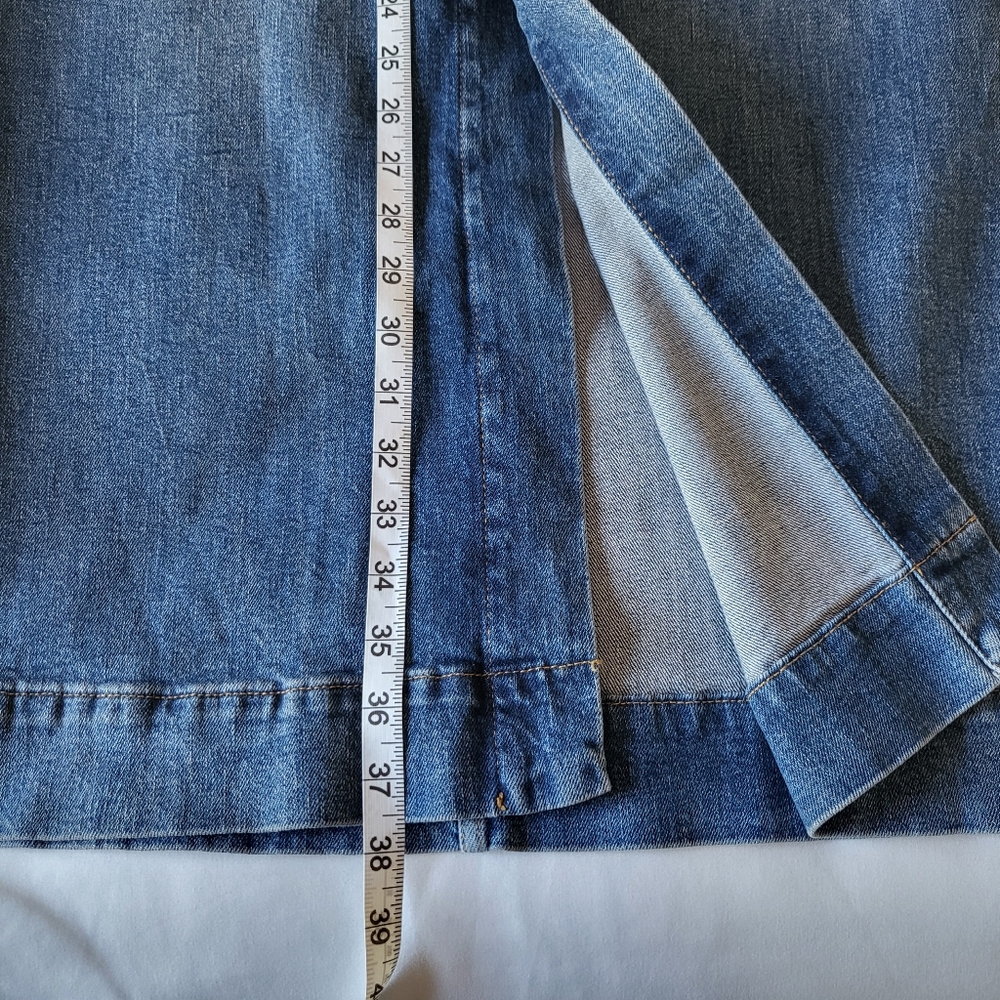 Pilcro Anthropologie Button Front Denim Midi Skirt Patch Pockets Size 10 - Picture 11 of 11